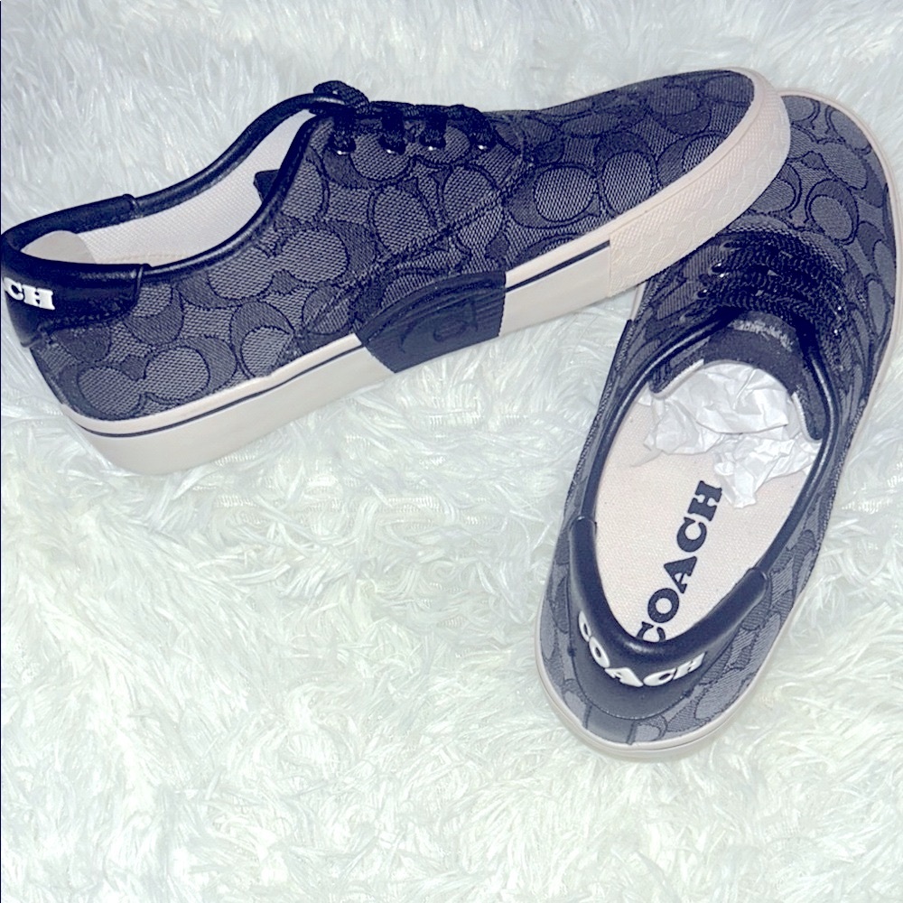 Coach Black and Tan Monogram Sneakers - Picture 10 of 13